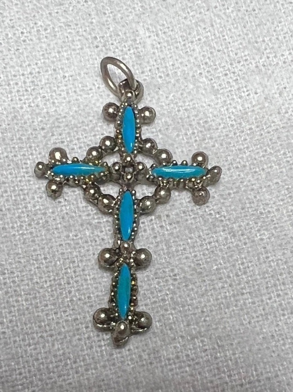Turquoise Cross Pendant in Blue & Silver